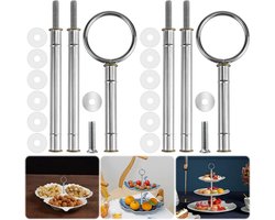 Etagère Stangenset voor Bruidstaarten en Buffetten - 2 tot 3 Laags, Zilver