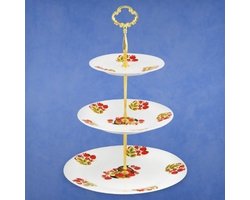Etagère taartstandaard - Dienblad presentatie - Gebak serveren - Stijlvol ontwerp - 36 cm hoog - Wit