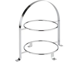 Etagère Tweevaks Serveerstandaard voor Taart en Gebak - Verchroomd Metaal