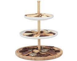 Etagère van bamboe en keramiek - Modern design - 3 lagen - Voedselveilig