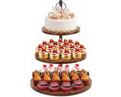 Etagere van hout met 3 etages voor cupcakes, taarten en desserts, ronde taartstandaard met diameter 30/25/20 cm, perfect voor snoep en koekjes