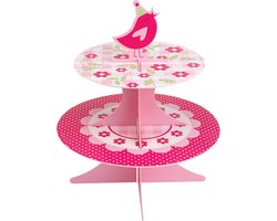 Etagère voor Cupcakes en Gebak - Tweelaags Taartplateau met Vogeltjesmotief
