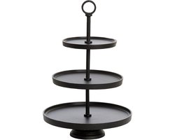 Etagère Zwart Rond 3 Lagen - Metalen Taartstandaard voor Snacks of Decoratie