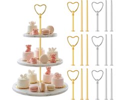 etagères voor taarten 2-3 niveaus - metaal goud en zilver - hartvorm - perfect voor presentatie - ShopVlot