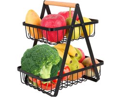 Etages Broodmand Fruit Tiered Dier Uitneembare Houder Opslag Groenten Decoratief Zwart-Groenterek Metaal Fruitmanden-Fruitschaal Rek. Fruitschaal