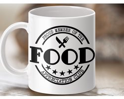 eten waardering, foodie mok, trots lid club, eten liefhebber, restaurant cadeau, chef cadeau, eten club mok, leuke eten mok, koffie mok eten, thee mok eten, eten kunst mok, feestdagen cadeau, verjaardag cadeau
