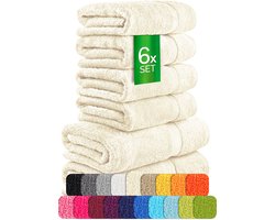 etérea Carli handdoekenset 6-delig – naturel – 100% katoen – 500 g/m² – OEKO-TEX Made in Green