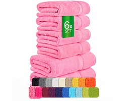 etérea Carli handdoekenset 6-delig – roze – 100% katoen – 500 g/m² – OEKO-TEX Made in Green