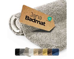 etérea Jana antislip badmat Zilver 60 cm Rund shaggy hoogpolig