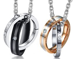 Eternal Love Ringen Ketting Set voor Hem en Haar - Valentijn Cadeautje voor Stellen - Romantische Sieraden Set - Kerstcadeaus - Kerst Cadeautjes voor Hem