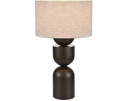 ETH Daphne Tafellamp Bruin Met Linnen Kap Beige 1 Lichts
