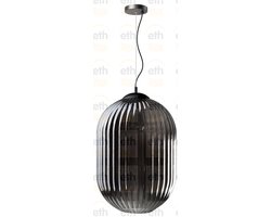 ETH Hanglamp Glamm L 40 cm Smoke Glass Ribbel / Zwart