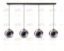 ETH Hanglamp Orb balk 4x 25 cm Smoke Glass / Zwart