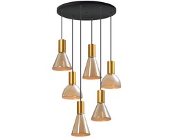 ETH Lisa Hanglamp zwart+brons 6xGU10 ex.bulb Dia.50cmxH2.5cm + 350cm kabel