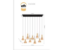 ETH Lisa Hanglamp zwart+brons 9xGU10 ex.bulb L130xW30xH2.5cm + 350cm kabel