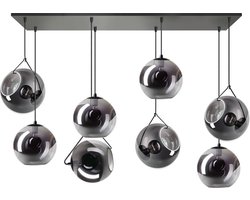 ETH Orb hanglamp balk 8x E27 25cm smoke glass/ mirror glass