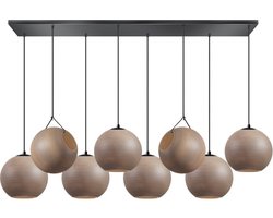 ETH Orb Hanglamp balk zwart L130xB30xH2.5cm 8xE27 Taupe grijs glas 25cm