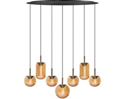 ETH Yvonne hanglamp 7 Lichts dimbaar 48w 120x40 Zwart 7x Amber glas