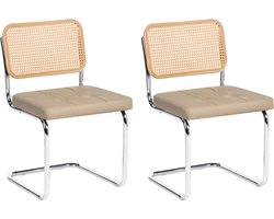 ETHETE - Eetkamerstoel set van 2 - Taupe - Kunstleer