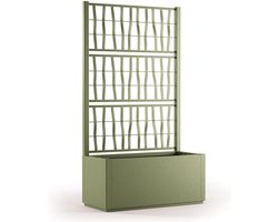 Ethica rechthoekige - Bloembak - 80 cm - Met groen traliewerk