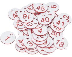 Etiketten, 50 stuks, afgeronde borden van ABS, digitale etiketten, imkerei, etiket met gat voor imkerbenodigdheden (1-50)