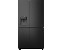 ETNA AKV879IZWA - Amerikaanse koelkast - Zwart - 179 cm - No-Frost - MultiFlow 360° - LED display en IJsdispenser voor ijsblokjes - Flessenrek