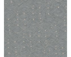 Etnisch behang Profhome 387421-GU vliesbehang hardvinyl warmdruk in reliëf licht gestructureerd in etnisch stijl mat blauw beige grijs taupe 5,33 m2