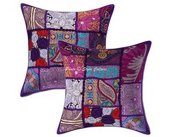 Etnische Decoratieve Kussenhoezen - Vintage Patchwork - Set van 2 - 30x30 cm - Katoen - Bohemian