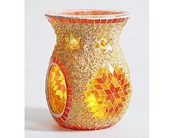 Etnische Stijl Zon Bloem Mozaïek Glas Kaars Houder voor Home Decor Bruiloft - Oranje - Tafeldecoratie met Exotisch Design