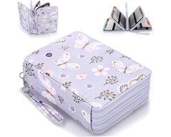 Etui - Potloodetui - Grote pennenzak - Kleurpotloden organizer - Canvas - 5 compartimenten - Met ritssluiting en handvat - Voor school en tekenen - 28 x 20 x 8 cm - Paars