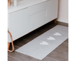 Eulenschnitt badmat met hartjes . 150x50cm . Grijs