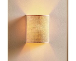 Euluna - Wandlamp - 1licht - Jute textiel - H: 24 cm - E27 - natuurlijk bruin