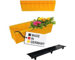 Euro-pallet bloembakken met irrigatiemat - 37,3 cm geel - duurzame kunststof plantenbak voor balkon en bloempot