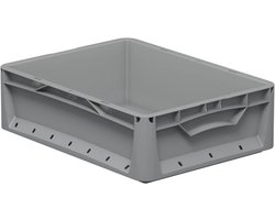 Eurobox 40x30x12cm grijs 11,4 l - Stapelbare Euro-Norm-Box van PP voor Food- en Non-Food-toepassingen, lichte en stabiele opslagbox met hoge flexibiliteit