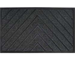 Eurocatch Deurmat Binnen Antislip - Droogloopmat Maat L 45*75cm - Vuilabsorberend - V-Patroon - Zwart