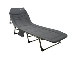 Eurocatch Karperstretcher Bedchair – 8-Poot Verstelbaar Campingbed met 5-Standen Rugleuning, Gevuld Hoofdeinde, Zijvak & Inklapbaar– Groen – 195×65×27 cm