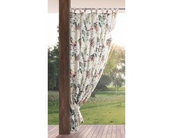Eurofirany Garden Outdoorgordijn met lusgordijn, 1 stuks, afneembare lussen, zonwering, inkijkbescherming, winddicht, waterdicht, voor paviljoen, terras, pergola, 155x260 cm, grijze opdruk