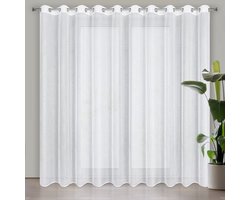 Eurofirany Lena Serie - Gordijn - 350x250 cm - Bloedend Wit - Zilver - Glanzende Bedrukking