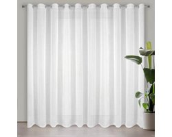 Eurofirany Lucy Serie - Witte Kant-en-Klaar Gordijn - 300x250 cm - Lichte Stof - Modern Design