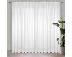 Eurofirany Lucy Serie - Witte Kant-en-Klare Gordijn - 300x250 cm - Lichte Luchtige Stof