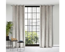 Eurofirany Lussi - Velours Gordijn - 140x250 cm - Beigekleurig - Jacquardmotief