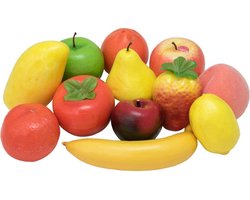 Europalms Gemengd fruit in een zak 12x - Kunstfruit - fruit decoratie