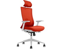 Euroseat ergonomische bureaustoel met hoofdsteun Verona. Uitvoering rug & zitting oranje. Voldoet aan de NEN EN 1335 norm.