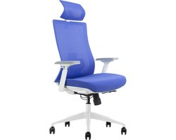 Euroseats ergonomische bureaustoel met hoofdsteun Verona. Uitvoering rug & zitting blauw. Voldoet aan de NEN EN 1335 norm.