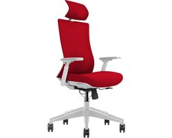 Euroseats ergonomische bureaustoel met hoofdsteun Verona. Uitvoering rug & zitting Rood. Voldoet aan de NEN EN 1335 norm.