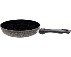 Eurotrail Koekenpan Stone Ø 24 cm - Koekenpan - Gezond Koken - Afneembare Handgreep - Keramische Antiaanbaklaag - Ruimtebesparend