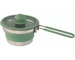 Eurotrail Pan met Deksel + Inklapgrip - opvouwbaar - siliconen - Sea Green