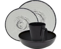 Eurotrail Serviesset Isla - 16delig - Zwart/Naturel - Melamine