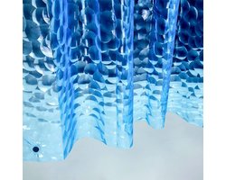 EVA 3D Blauwe Parel Douchegordijn - Lichtgewicht met Roestvrij Metaal en Magneet - Waterdicht Gordijn voor Badkamer - Voor Moderne Huishoudens - Douchegordijn - Blauw - 180 x 180 cm - 1 Stuk