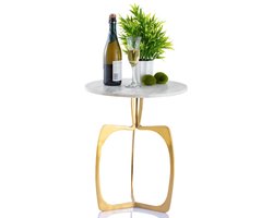 Eva | bijzettafel | marmer | aluminium | ø 45 x 56 cm | bijzettafel | bijzettafel buiten | bijzettafel industrieel | salontafel | klein bijzettafeltje | Wood Selections